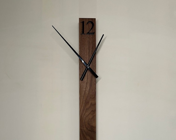 Handmade Walnut Wall Clock Lamp: Modern Linear Sconce Light