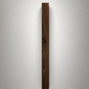 May include: A vertical, rectangular wooden object with a rich, dark brown color and visible wood grain. The object appears to be a decorative element or a piece of furniture, possibly a door pull or a wall accent. The wood has a natural, organic appearance.