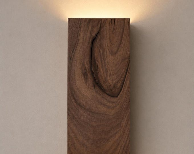 Handmade American walnut Wooden Wall Sconce: Modern Rustic Home Decor.