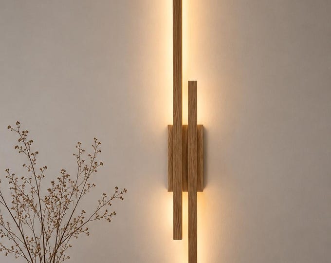 Modern sconce Oak Wooden LED Sconce: Scandinavian Wall Lamp LumoWood.