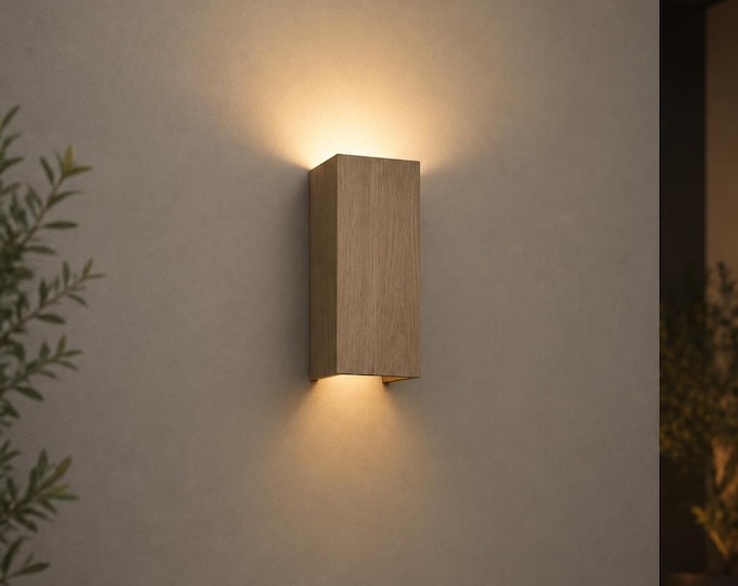 Handmade Ash Wood Wall Sconce: Modern Rustic Lamp.