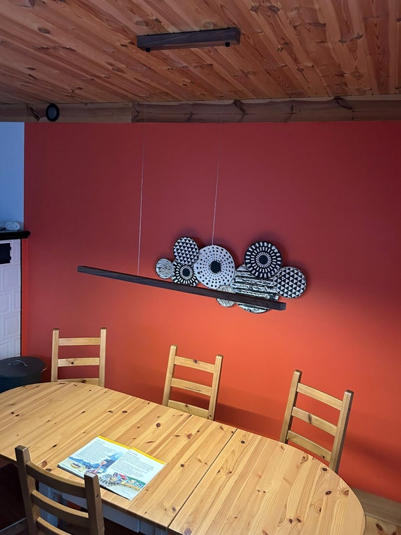 Handmade American walnut LED Pendant Lamp: Dimmable Linear Ceiling Light