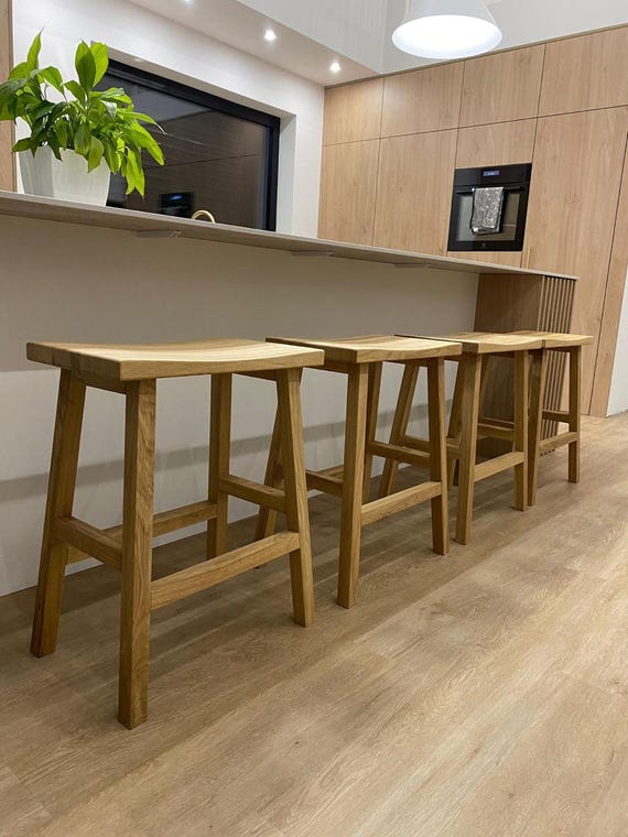 Handmade Oak Stool – Solid Wood Stool, Natural Scandinavian Style.