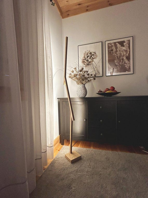 Handmade Oak LED Floor Lamp: Modern Minimalist Design PureOak.