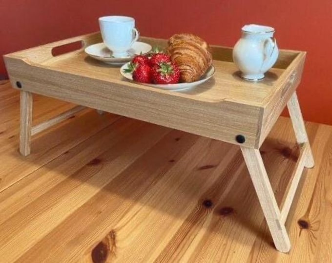 Handcrafted Solid Oak Food Tray - Farmhouse Style Serving Tray