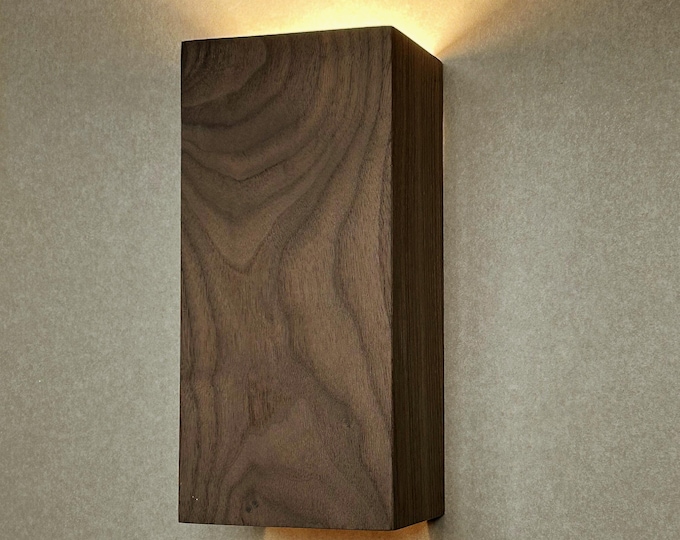 Handmade American walnut Wooden Wall Sconce: Modern Rustic Home Decor