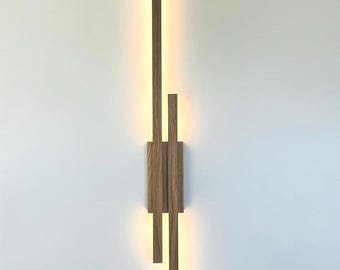 Modern sconce Oak Wooden LED Sconce: Scandinavian Wall Lamp LumoWood.