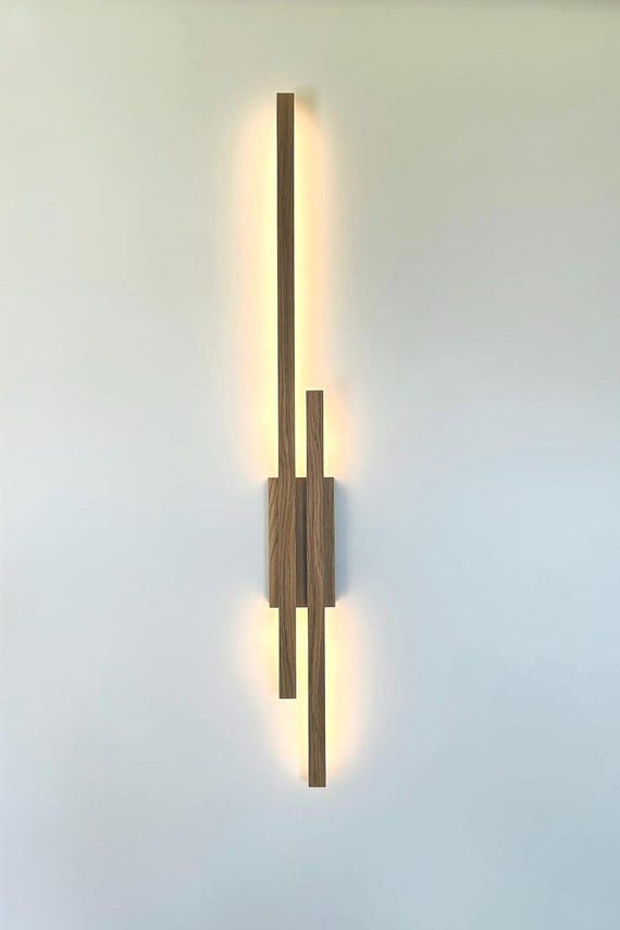 Modern sconce Oak Wooden LED Sconce: Scandinavian Wall Lamp LumoWood.
