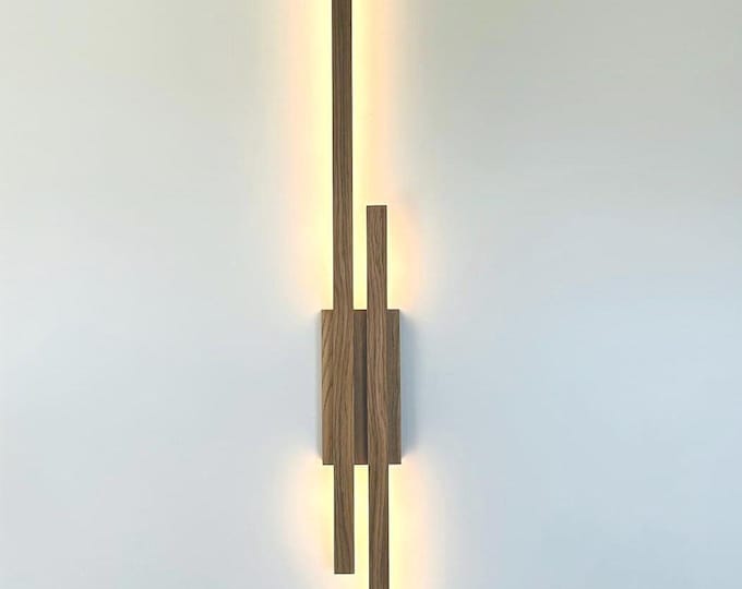 Modern Oak Wood LED Sconce: Scandinavian Wall Lamp - STELLINO TWINS.
