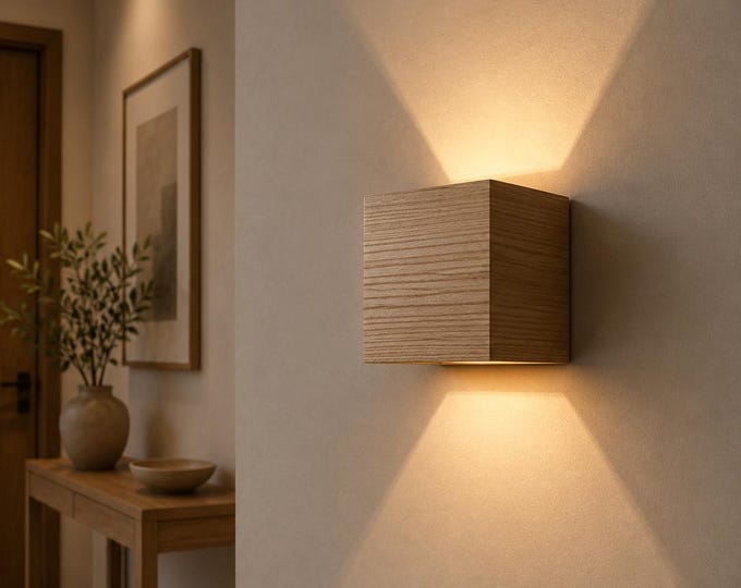 Handmade Ash Wood Wall Sconce: Modern Rustic Hall Lamp RawLight.