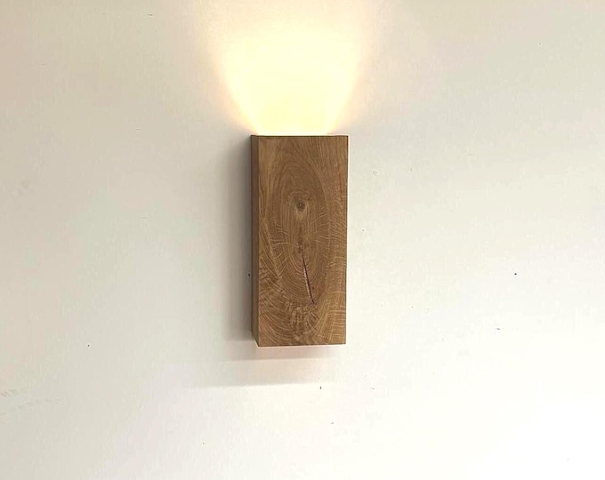 Handmade Rustic Oak Wall Sconce: Modern Reoak Lamp.