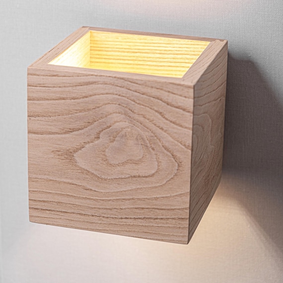 Wooden lamp Handmade Ash Wood Wall Sconce: Modern Rustic Lamp RawLight