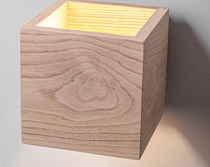 Handmade Ash Wood Wall Sconce: Modern Rustic Lamp RawLight