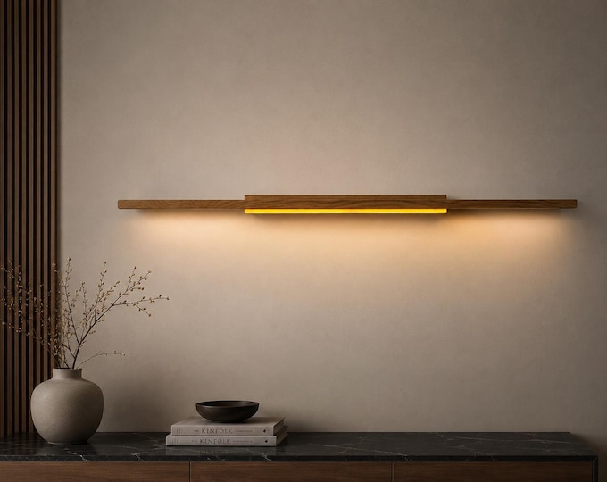 Oak Picture Light – Handmade Solid Oak Wall Lamp, Minimalist Art Lighting WoodenSoul