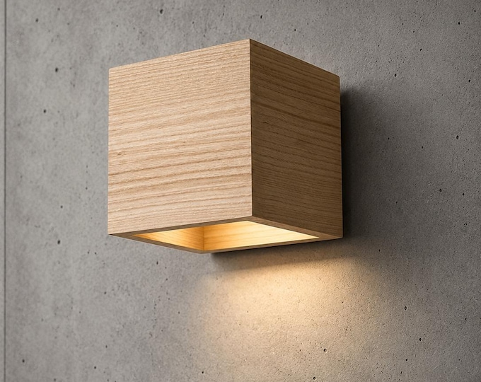 Wooden lamp Handmade Ash Wood Wall Sconce: Modern Rustic Lamp RawLight.