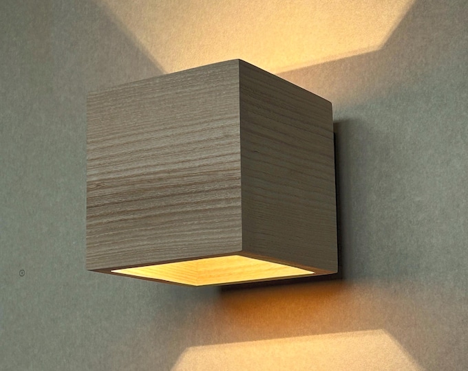 Handmade Ash Wood Wall Sconce: Modern Rustic Hall Lamp