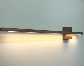 American walnut Wood LED Wall Lamp: Handmade Modern Light Fixture CalmLight.