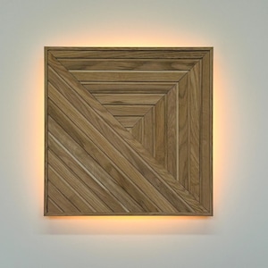 Decoration wall, Handcrafted  Panel Decor, sconce lamp, wall Lamp, hall lamp, decor wall, Wooden Led Handmade Quadra I Lamp Interior Design