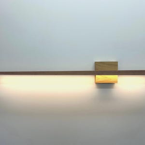 Asymmetric Oak LED Wall Sconce: Minimalist Wooden Lamp, Handmade CalmLight.