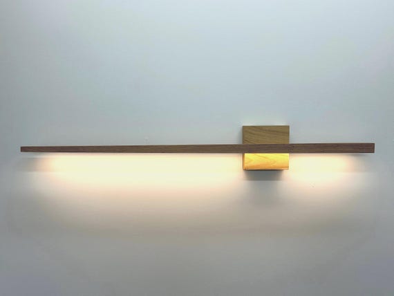 Asymmetric Oak LED Wall Sconce: Minimalist Wooden Lamp, Handmade CalmLight
