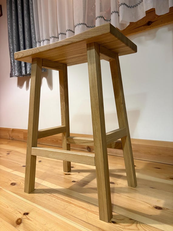 Handmade Oak Kitchen Stool – Minimalist Rustic Design.