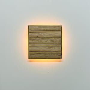 Rustic Panel decoration, Sconce decor lamp, Lamp Oak Wooden, wall Led lamp, Handmade QUADRA III Wooden  Interior Design unique decor.