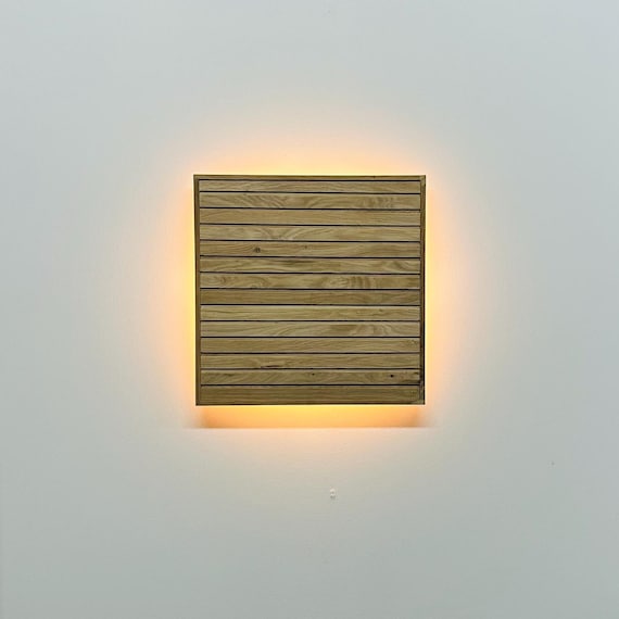 Rustic Oak Wall Sconce: Handmade Wooden LED Panel Lamp