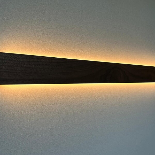 Rustic Walnut Wall Linear led  lamp - Handmade Wooden Lamp SVELTE for Modern Home Decor.