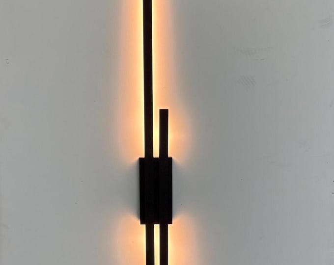 Modern Oak Black Wooden LED Sconce: Scandinavian Wall Lamp LumoWood Black