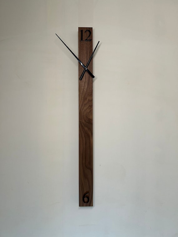 Handmade Walnut Wall Clock Lamp: Modern Linear Sconce Light  EcoShine