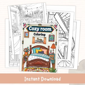 Kawaii Cozy Coloring Pages for Adults-40+ Pages Aesthetic Printable Coloring Book,Cozy Spaces,Drawn Doodles, Relaxing Fun Pages,Cozy Moments