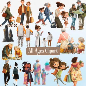 100 All Ages People Clipart Bundle, Family Creator Kit, Back View People, Diverse Family Portraits, DIY Custom Family Art,Digital Portrait