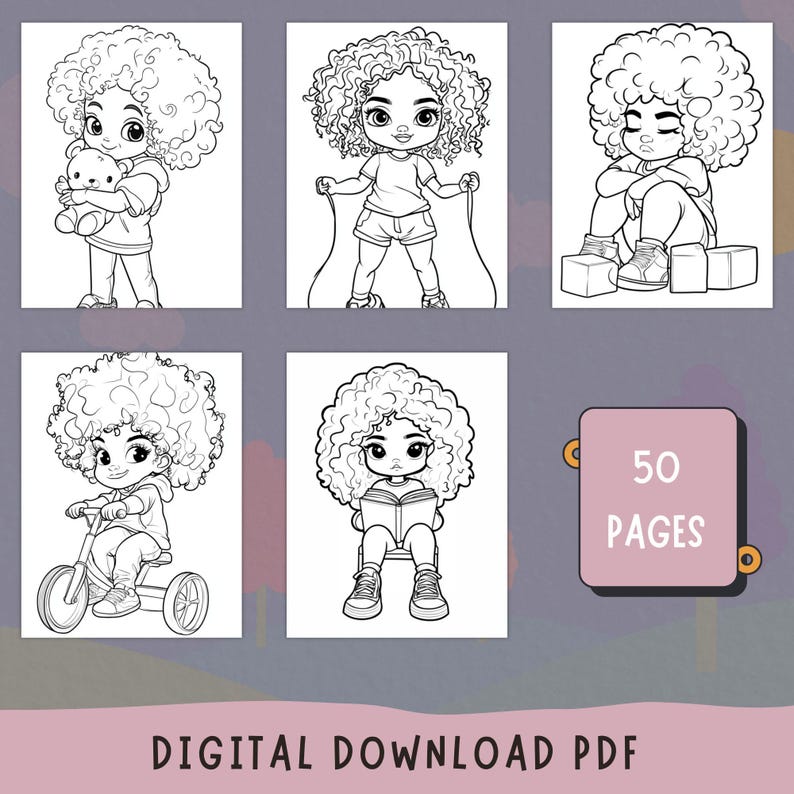 Chibi Black Girls Coloring Pages, Afro Style Art (PDF) - Etsy UK