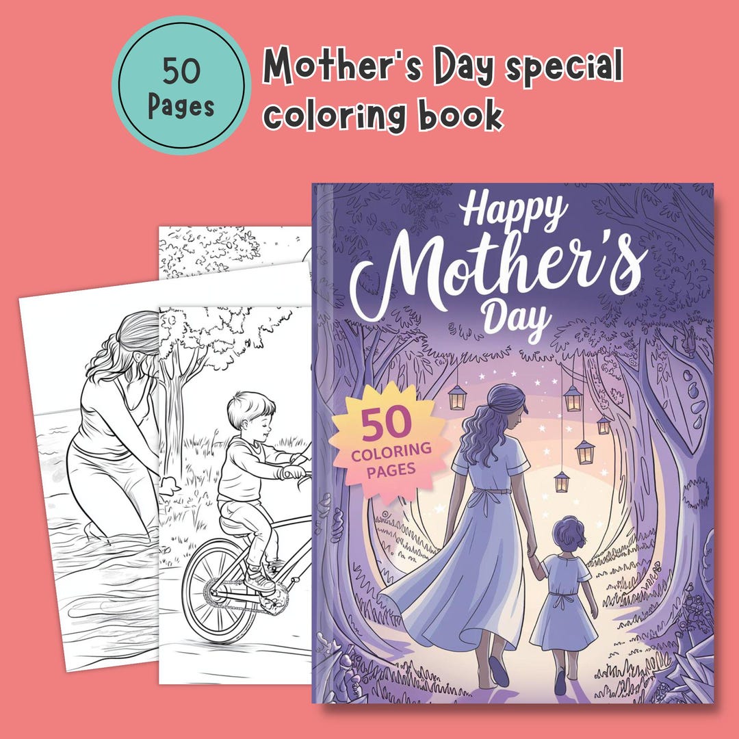 50 Mother's Day Special Coloring Page, Mother's Day Coloring Book for ...