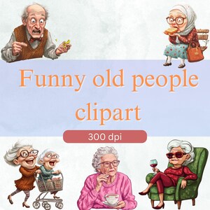 200 lustige alte Leute Clipart PNG, alte Frau ältere Menschen alter Mann Aquarell Clipart, Oma Opa Clipart Kommerzielle Nutzung, lustige Clipart