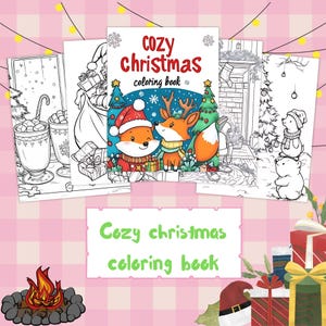 40 pagine da colorare di Natale accoglienti, fogli da colorare stampabili e facili per le feste per bambini, attività natalizie carine, libro da colorare di Natale kawaii