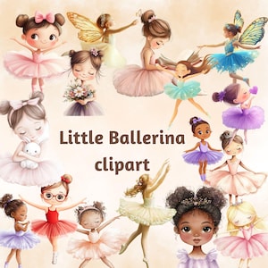 Ballerina Clipart Bundle: Aquarell Ballett-Tänzer, rosa Blumen (digitaler Download)