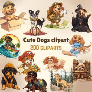 200 Cute Dogs Clipart Bundle,Puppies Graphics,Clipart Pet breed PNG  Dogs  clip art animals Pups Whimsy graphics Funny Pets dog illustration