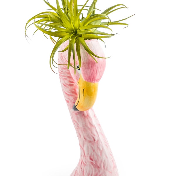 Small Ceramic Pink Flamingo Head Vase