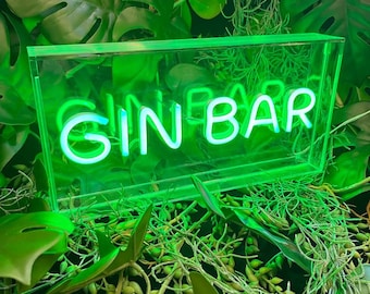 LED Neon Akryl Ljuslåda - Gin Bar Grön