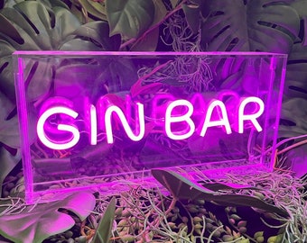 LED Neon Akryl Ljuslåda - Gin Bar Rosa