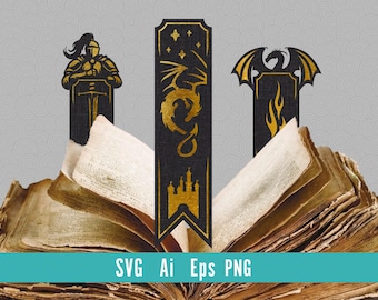 Dragon Bookmark svg template, Fantasy Bookmark cricut file, Bookmark for booklover, digital bookmark, Craft bookmark Laser Cut, Cricut