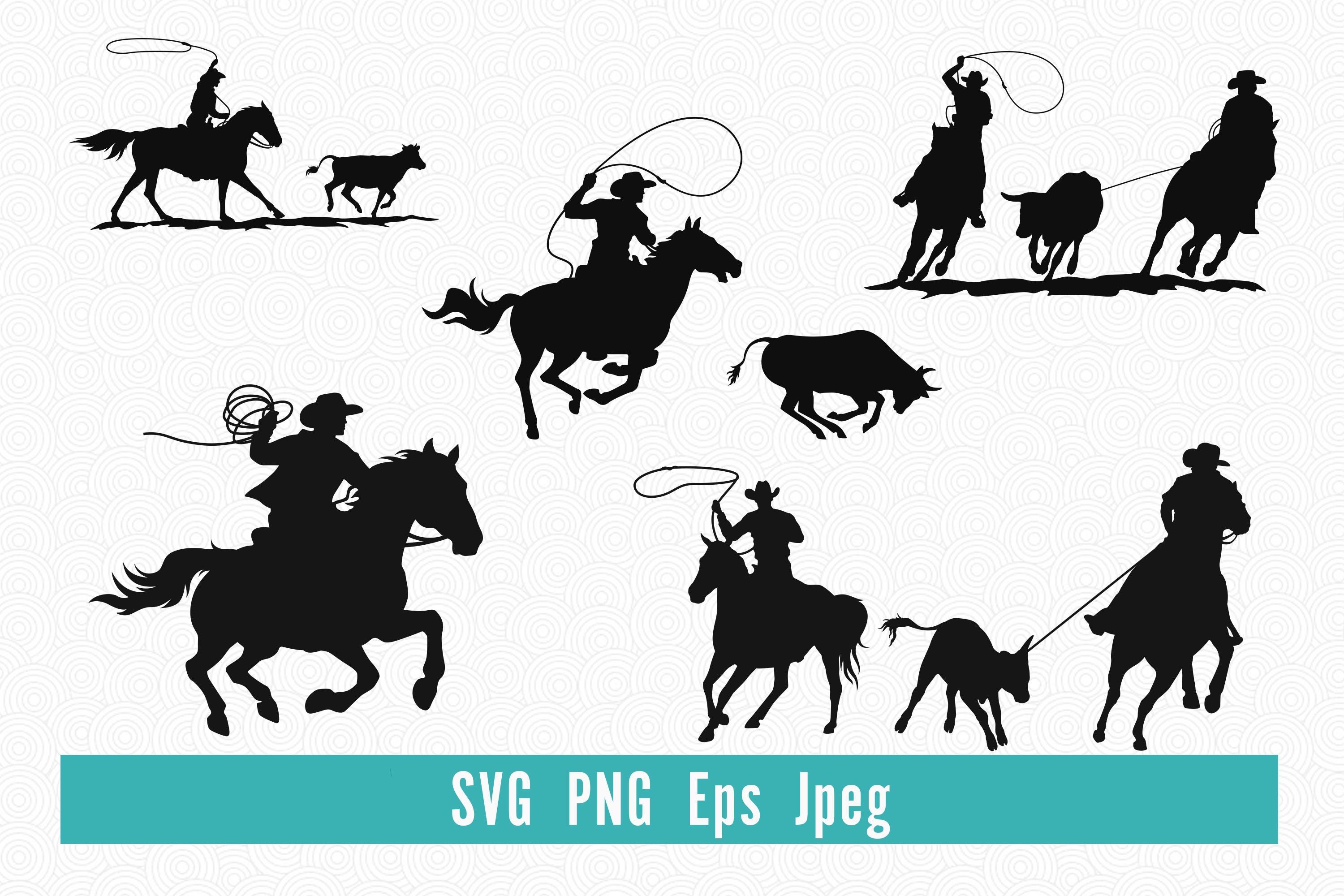 Roping Cowboy Bundle Svg, Roping Team Rodeo Svg, Cowboy and Horse ...