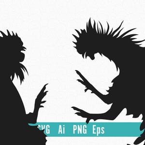 May include: Black silhouette illustration of two roosters facing each other, with detailed feather and claw features. The image has a white background with a subtle pattern. The text "SVG Ai PNG Eps" is at the bottom.