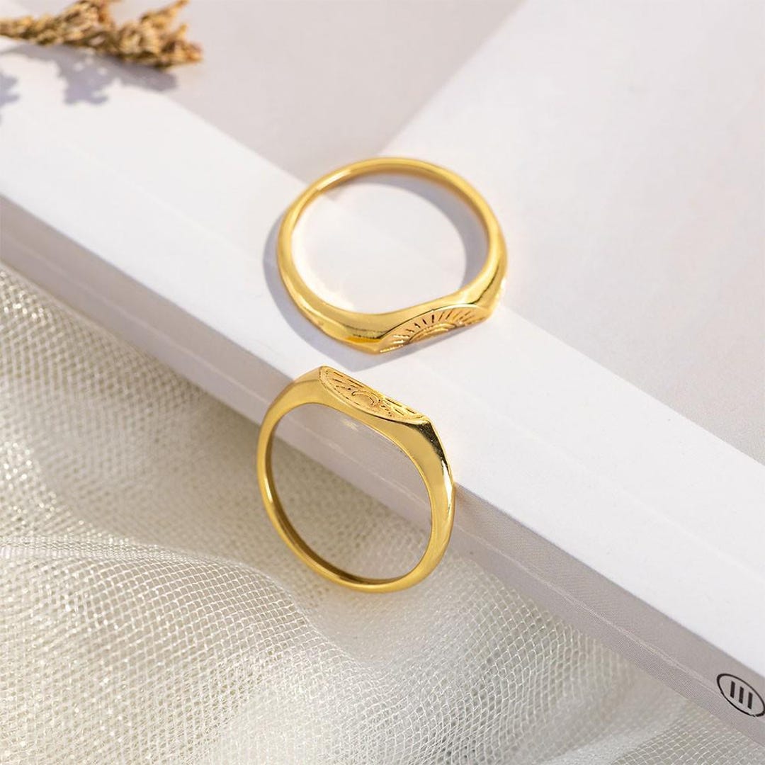 Personalized Sun and Moon Matching Rings |custom Best Friend Promise ...