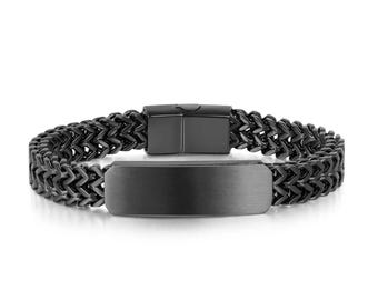 Engraved Stainless Steel Bar Bracelet | Custom Men's Nameplate Jewelry