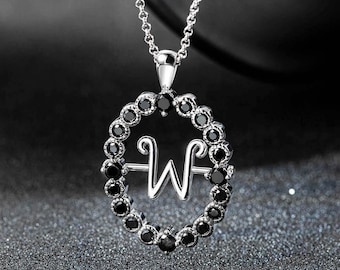 Aangepaste initialen sterlingzilveren ketting, roterende letterhanger