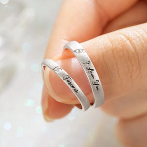 Personalized Letters Wedding Matching Rings Set of 2 | Custom His and Hers Couple Rings | Engraved Wedding Engagement | Set Promise Ring
