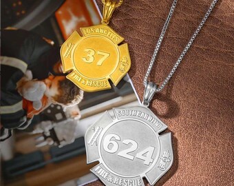 Individuelle Feuerwehrmann Abzeichen Halskette: Personalisiertes Edelstahl Feuerwehrmann Geschenk