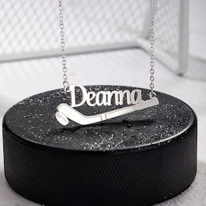 Personalized Name Ice Hockey Necklace | Sterling Silver 925 Name Necklace | Hockey Lover Gift | Gift for Hockey Player | Sporty Necklace